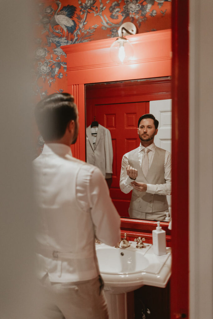 Groom getting ready