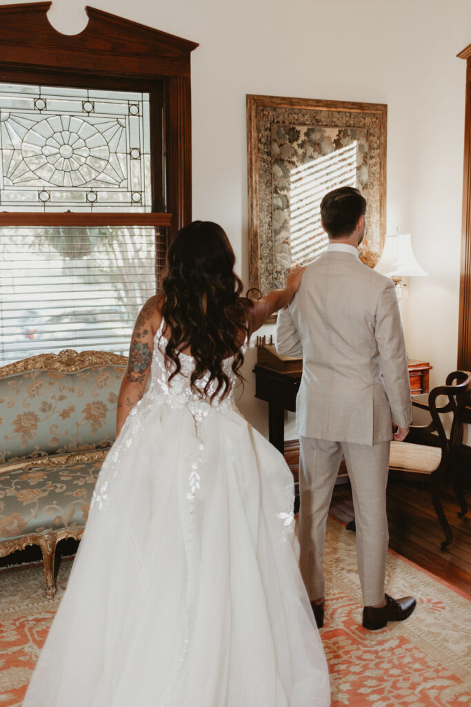 Bride and groom first look