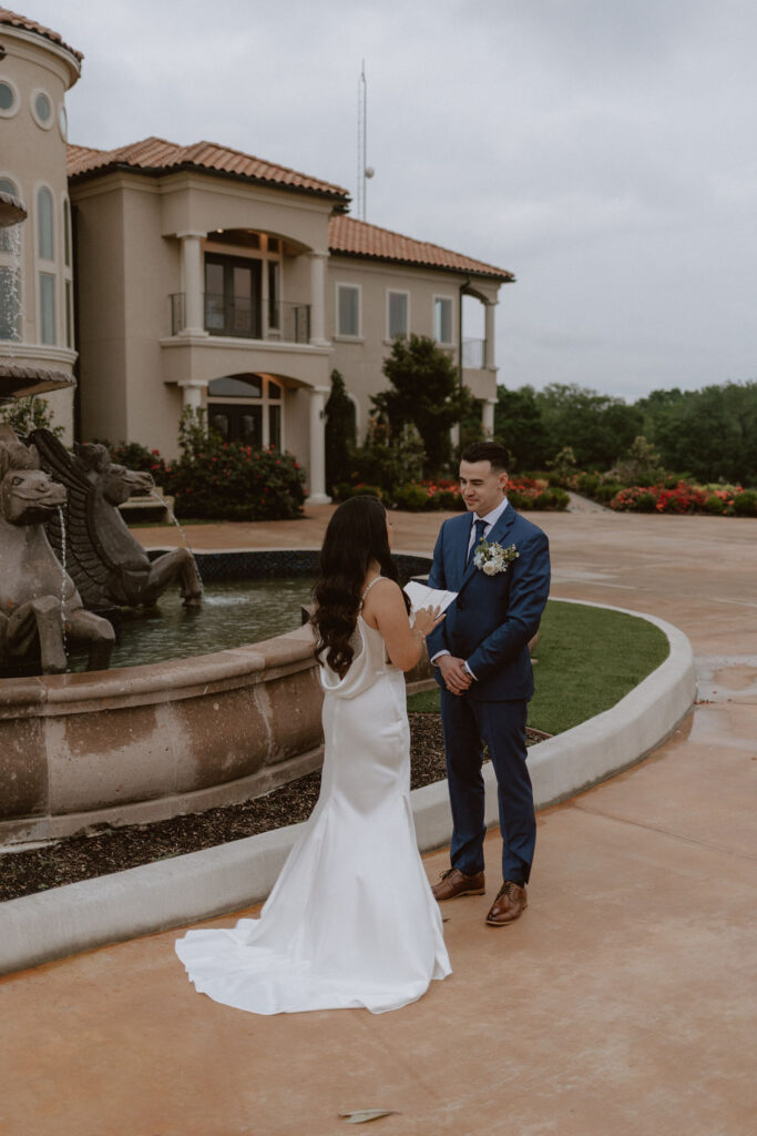 Bride and groom first look 