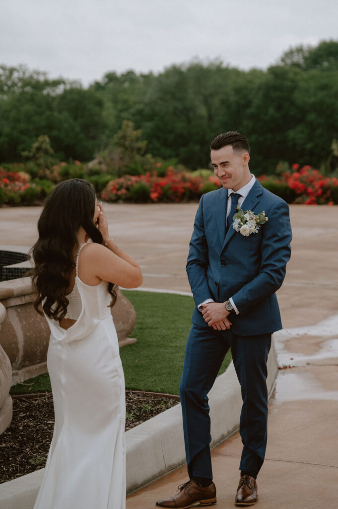 Bride and groom first look 