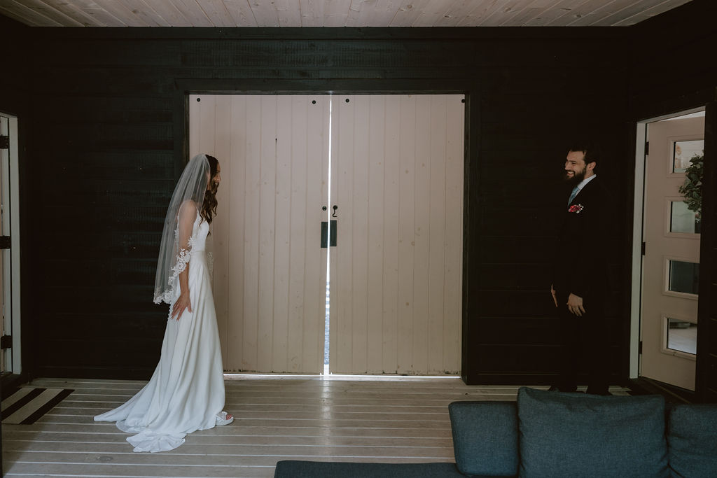 A couple's first look for their Broken Bow elopement in Oklahoma