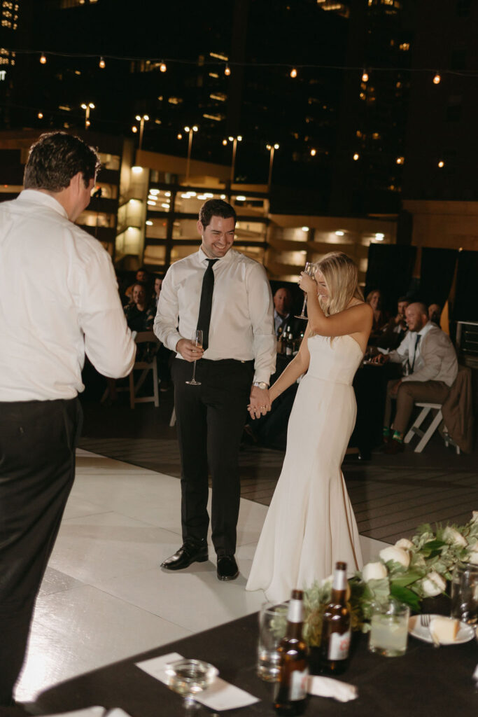 Dallas rooftop wedding reception at 400 North Ervay