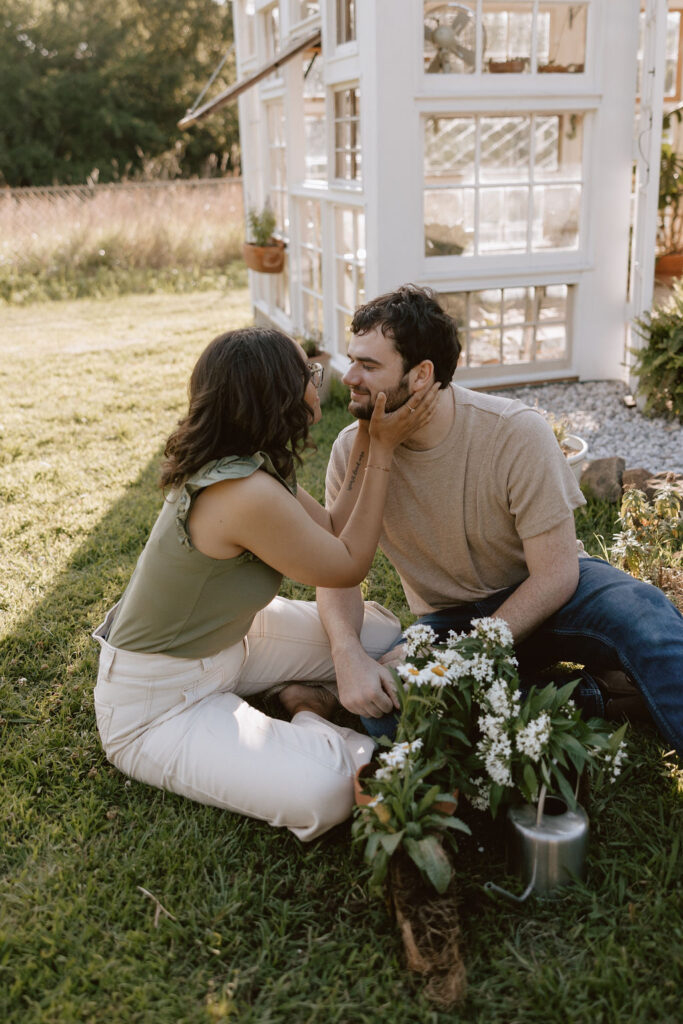 Greenhouse engagement photo outfits