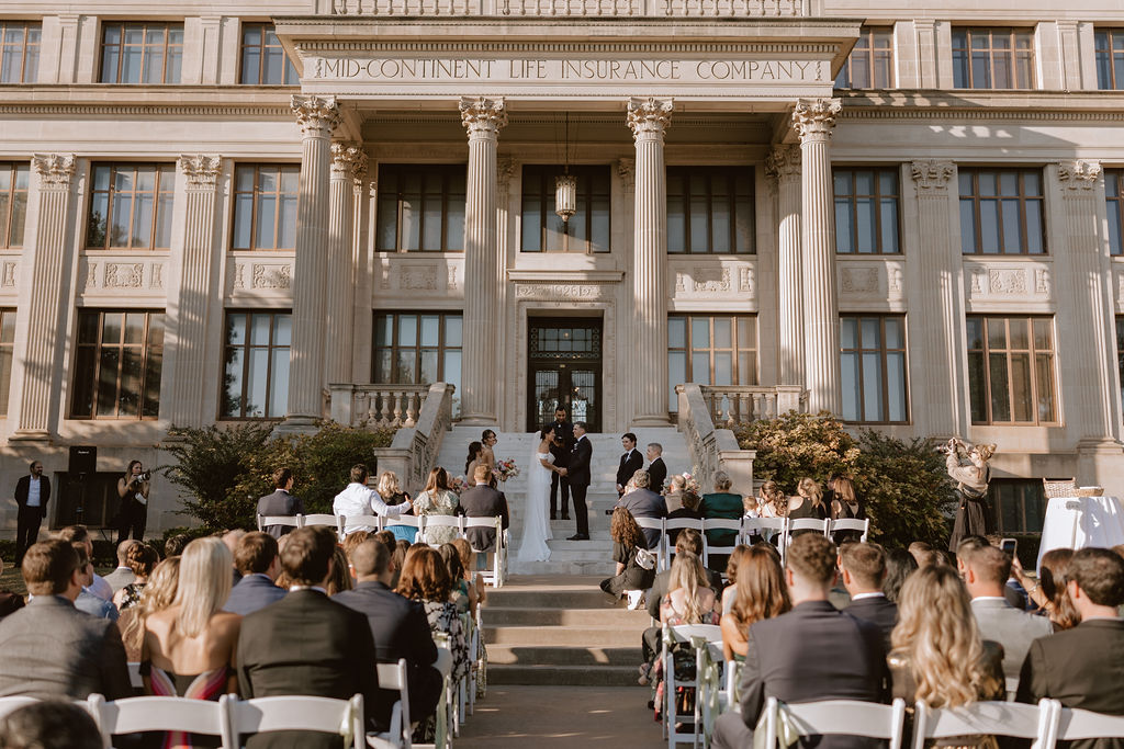 A beautiful fall wedding ceremony at the Oklahoma Hall of Fame