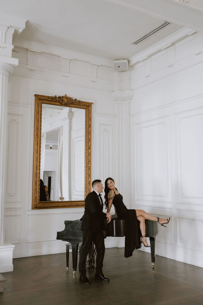 Engagement photos with the grand piano in The Mason Dallas