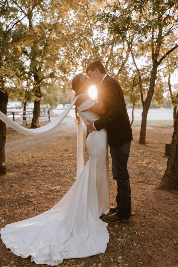 Sunset bride and groom wedding portraits at Sorelle in Oklahoma