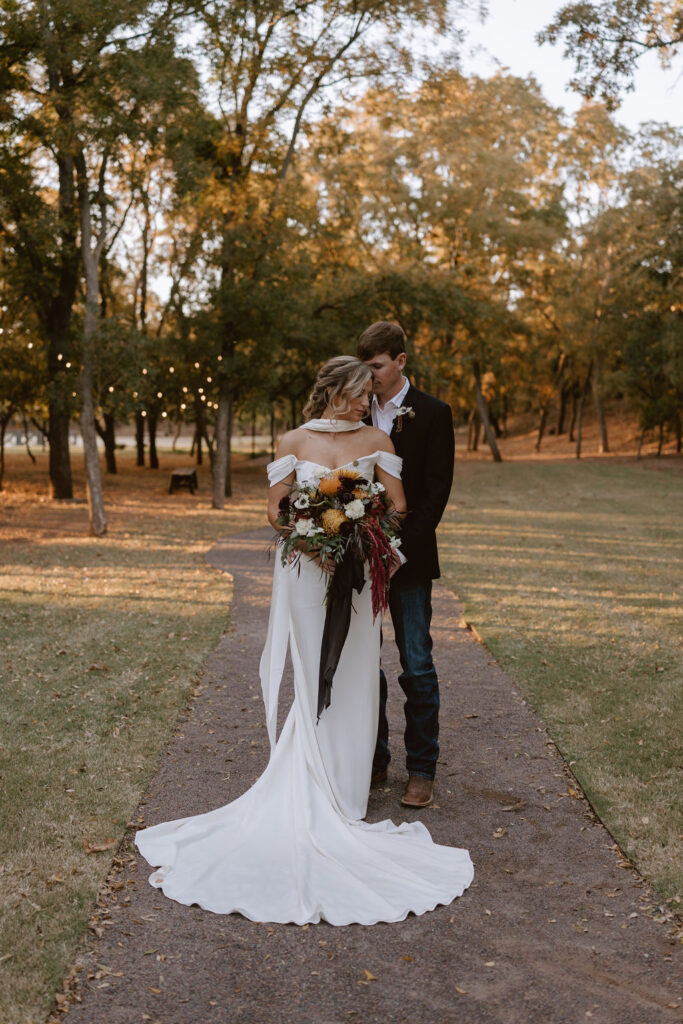 Bride and groom portraits for a fall wedding in Oklahoma