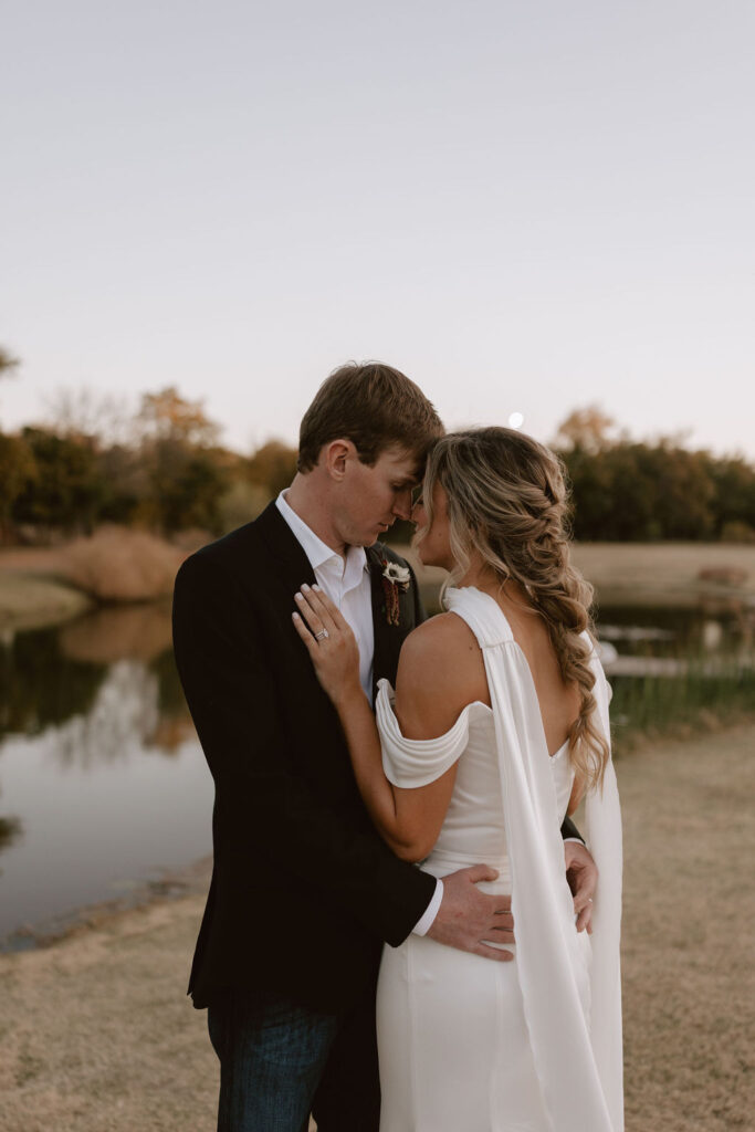 Sunset bride and groom wedding portraits at Sorelle in Oklahoma