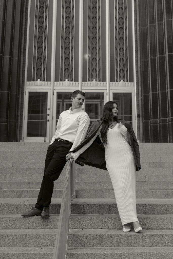 Downtown engagement photos in OKC