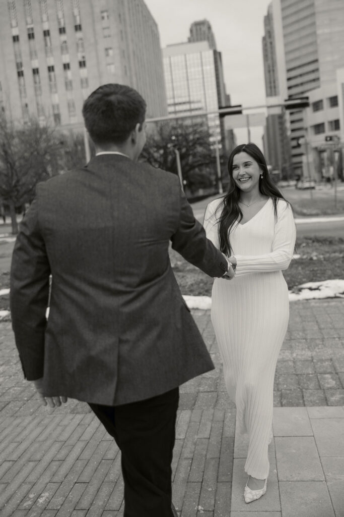 Downtown engagement photos in OKC