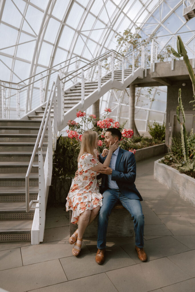 Engagement photos at Myriad Botanical Gardens