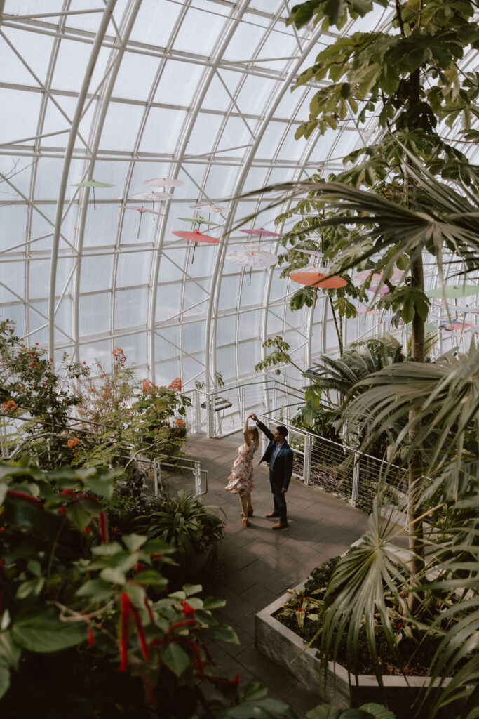 Engagement photos at Myriad Botanical Gardens