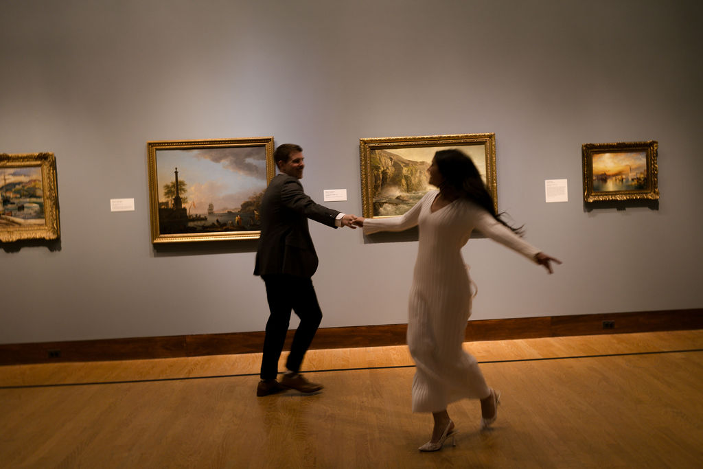Art museum engagement photos in Oklahoma