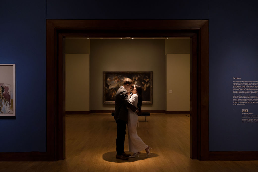 Art museum engagement photos in Oklahoma