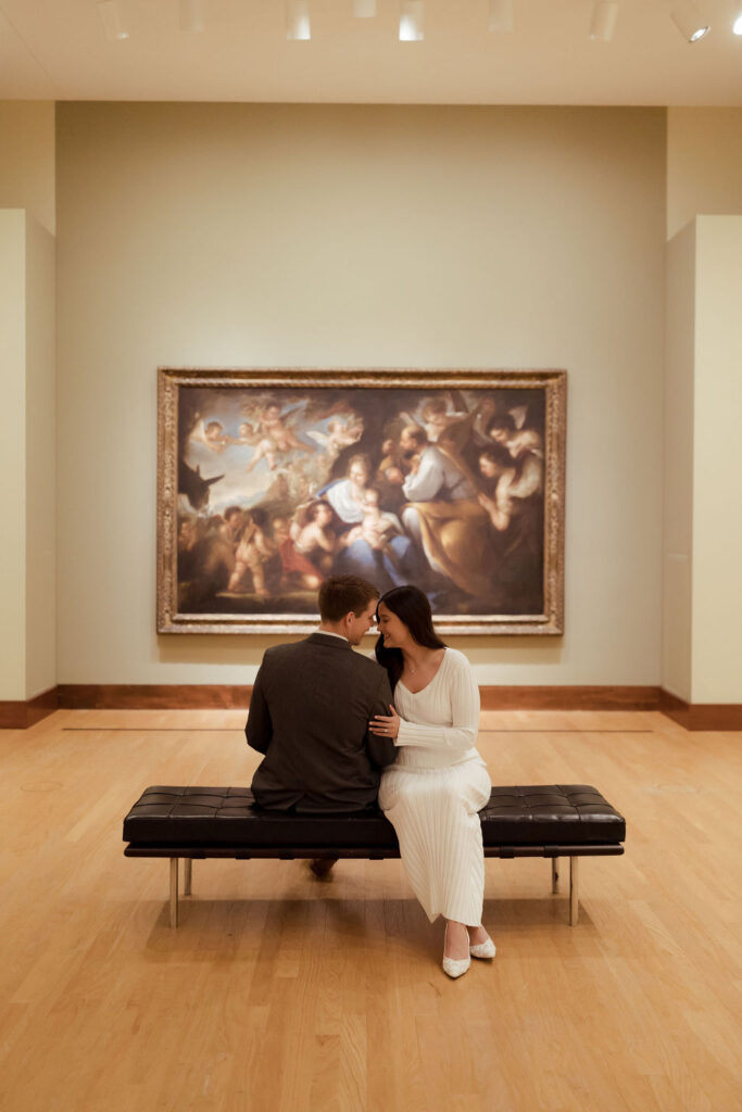 Art museum engagement photos in Oklahoma