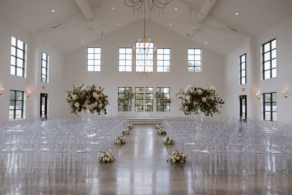 Boxwood Manor wedding ceremony setup in the chapel