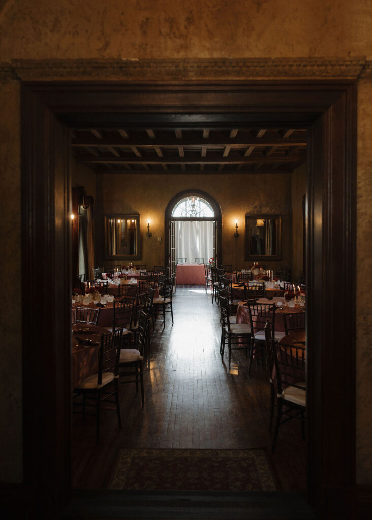 Moody wedding reception at Dresser Mansion