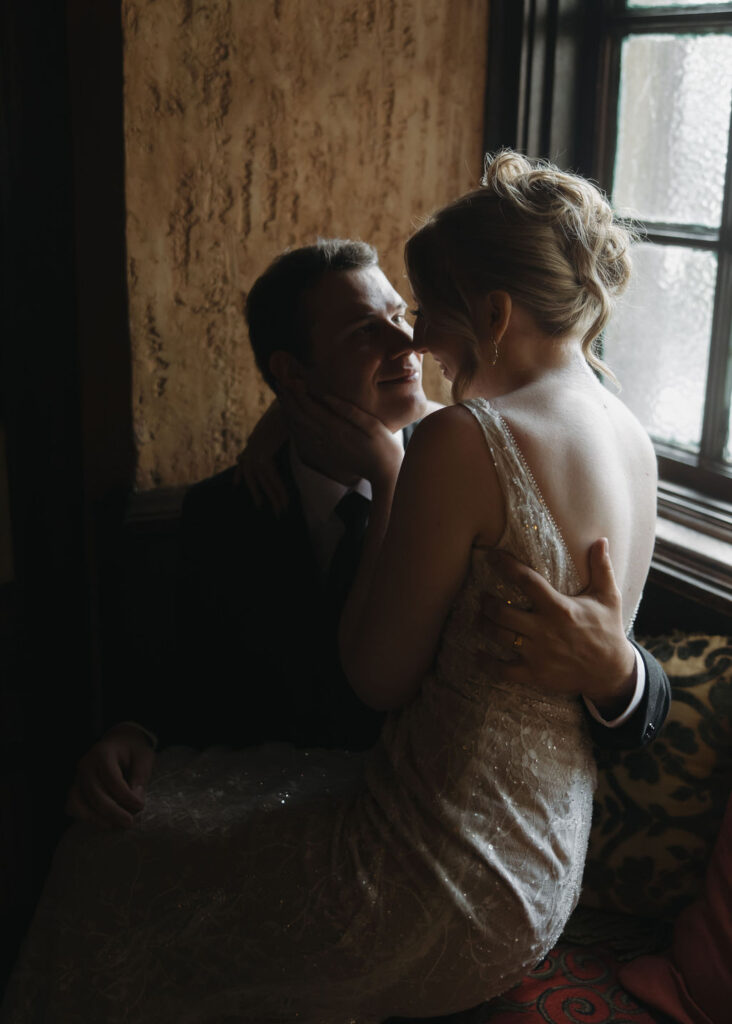 Bride and groom portraits at Dresser Mansion in Tulsa, OK