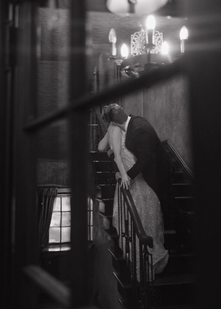 Bride and groom portraits at Dresser Mansion in Tulsa, OK