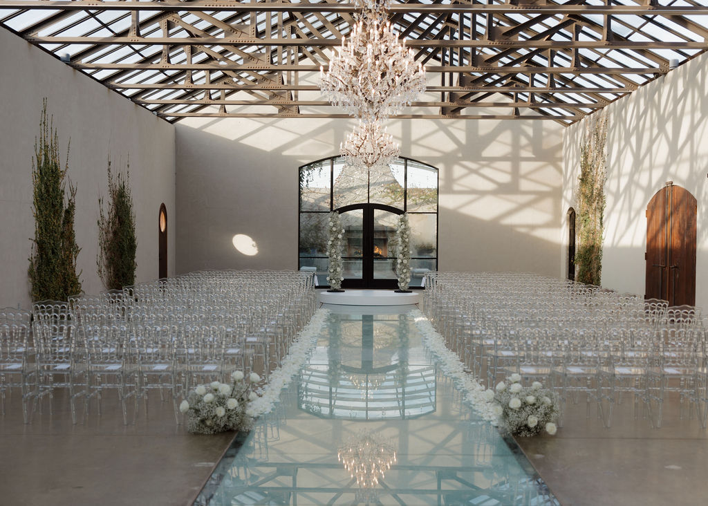 Wedding ceremony setup in the greenhouse at The Baumberhof