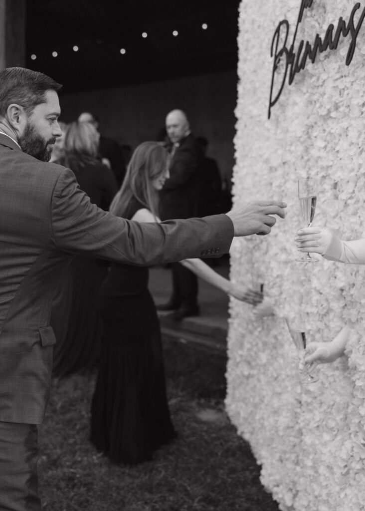 Black and white wedding reception at The Baumberhof in Oklahoma