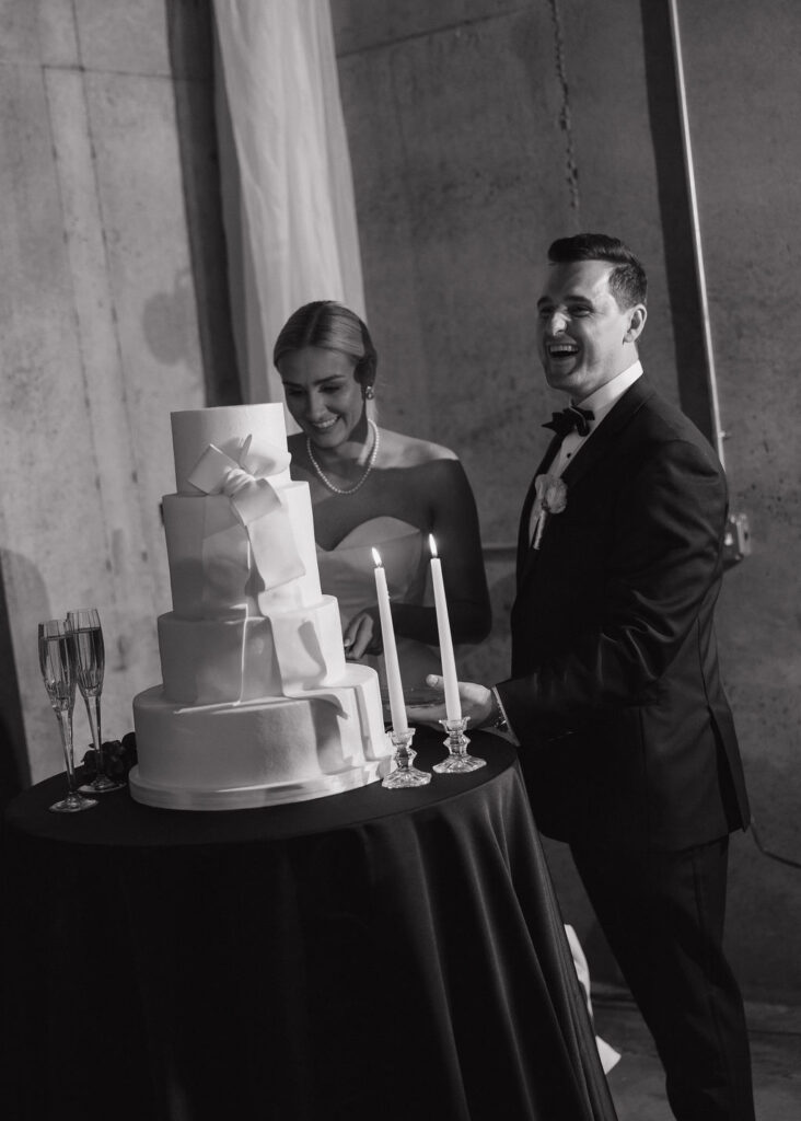 Black and white wedding reception at The Baumberhof in Oklahoma