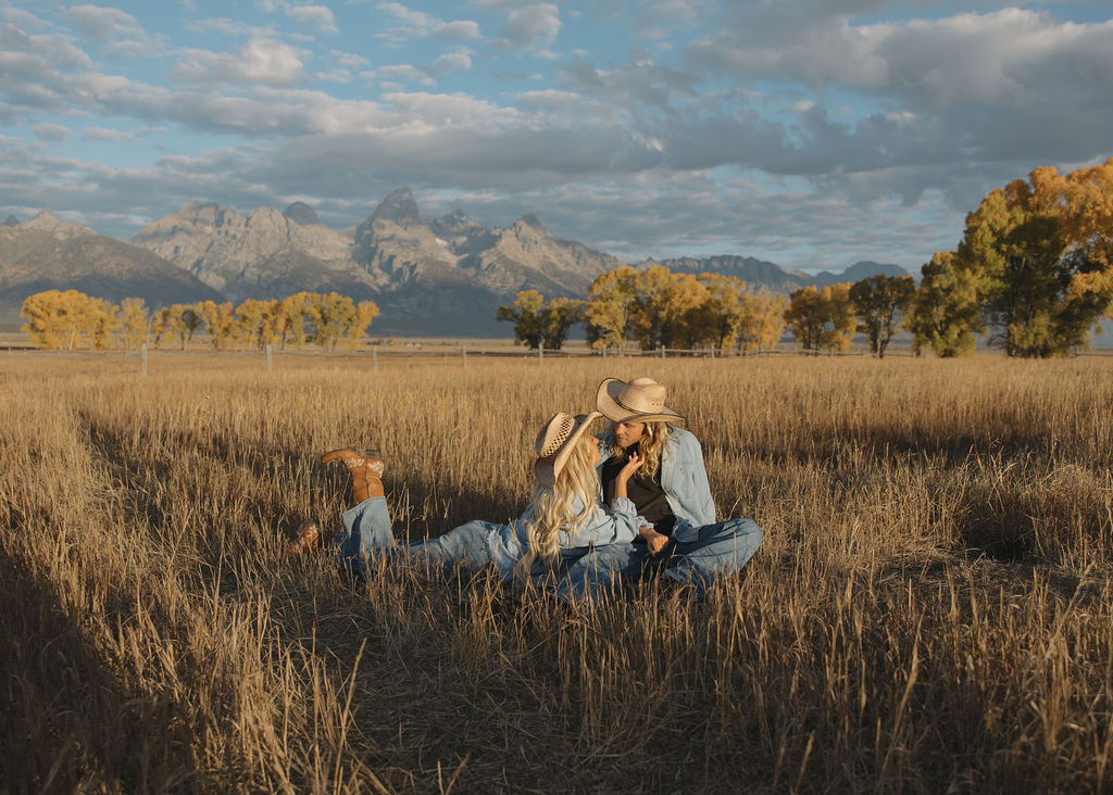 Engagement photos in Wyoming with the Tetons in the backdrop