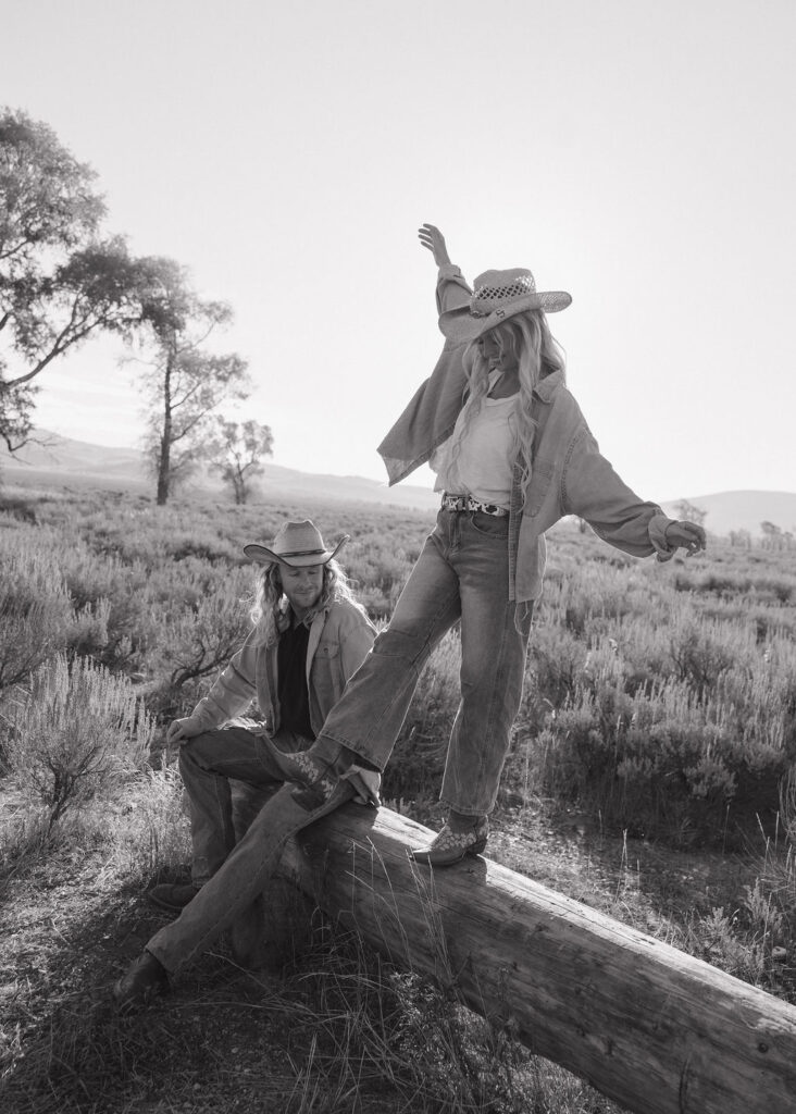 Playful engagement photos at Grand Teton National Park