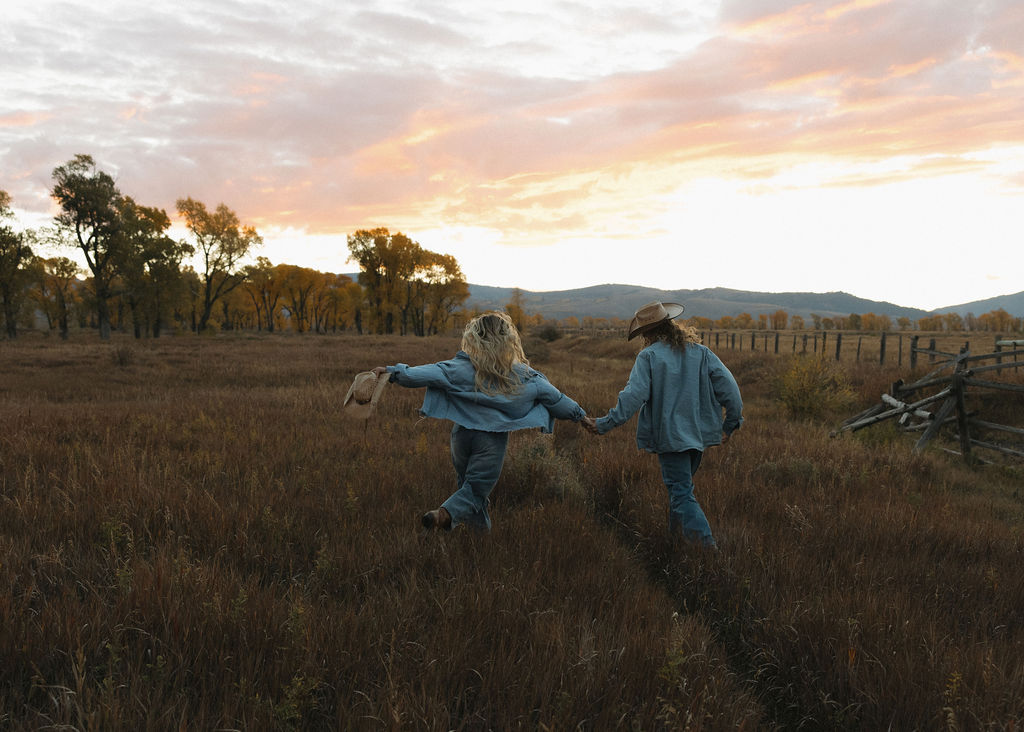 Playful engagement photos at Grand Teton National Park