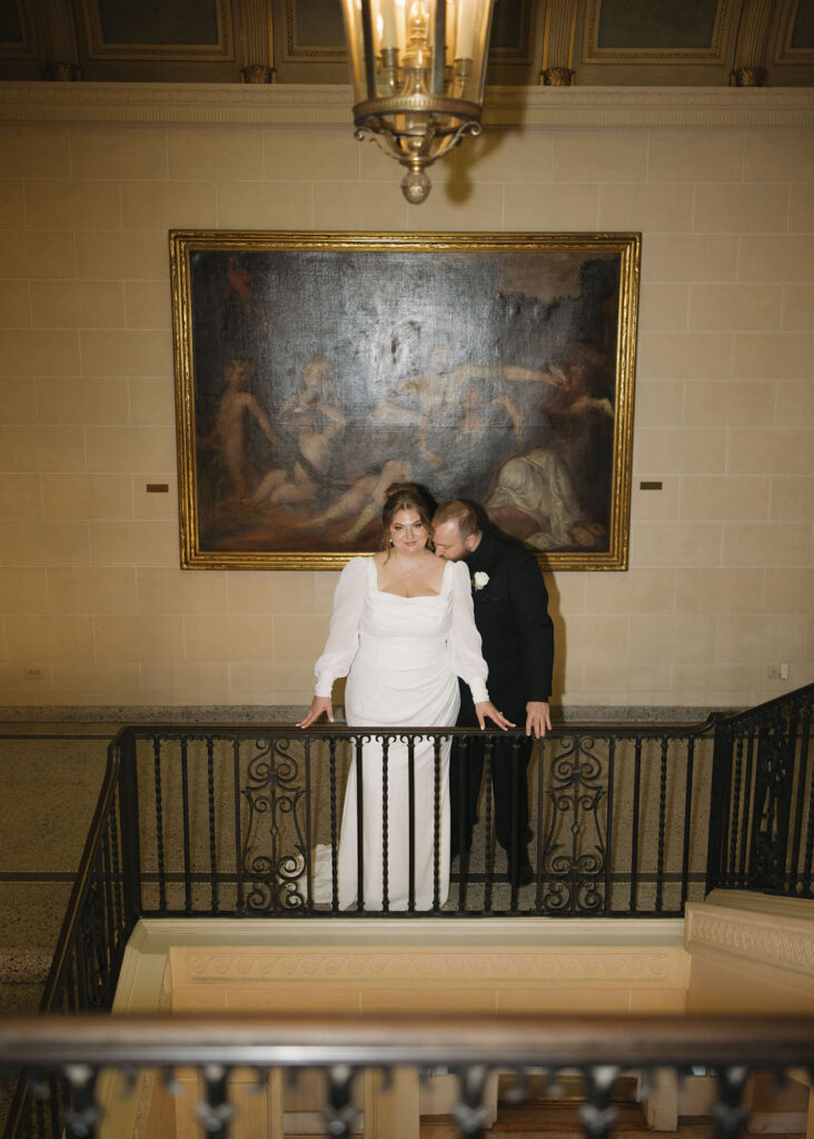 Vintage bride and groom photos in a historic mansion in Oklahoma