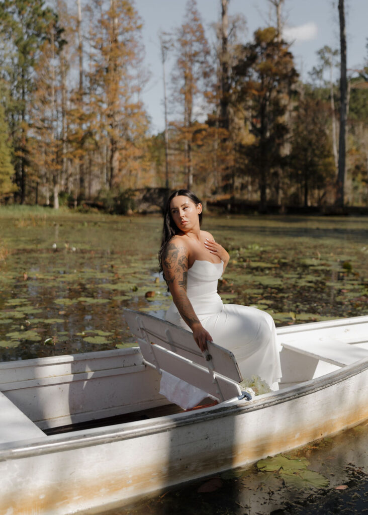 Bridal portraits in Cypress Gardens, South Carolina