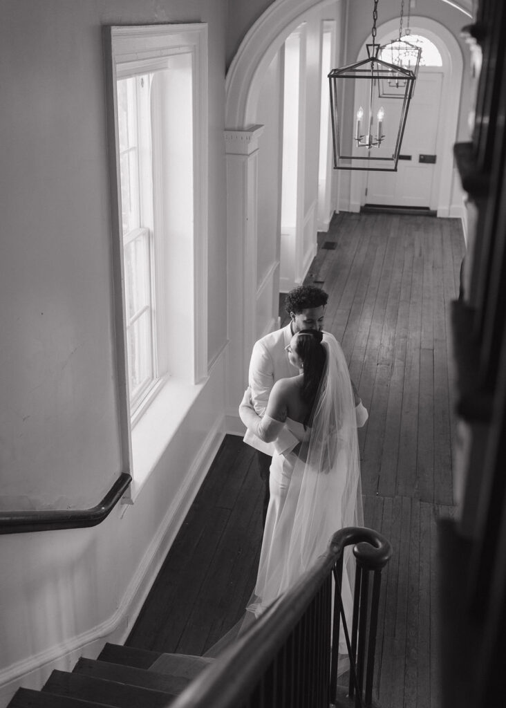 Bride and groom first look at Gadsden House