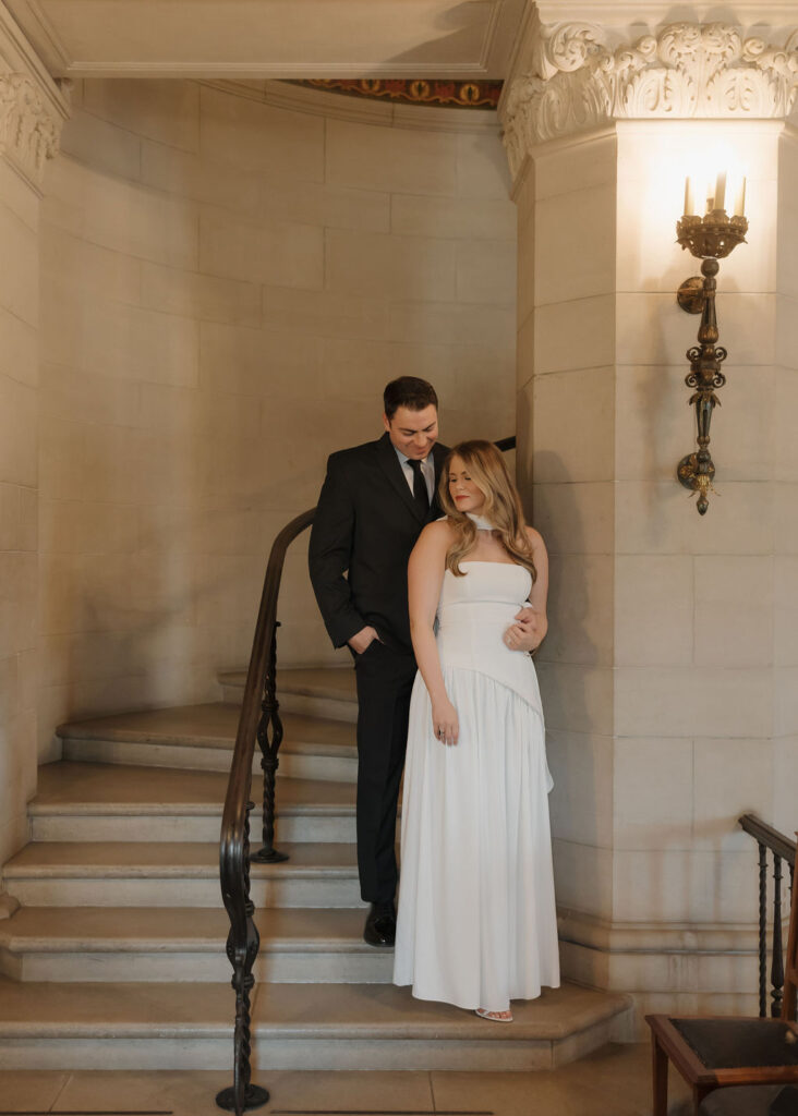 Classy engagement photos inside Marland Mansion in Oklahoma