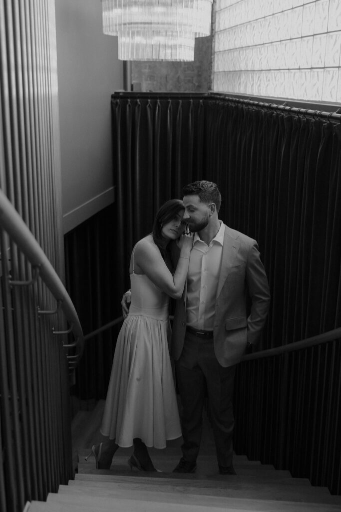 Moody, romantic engagement photos in Dallas, Texas