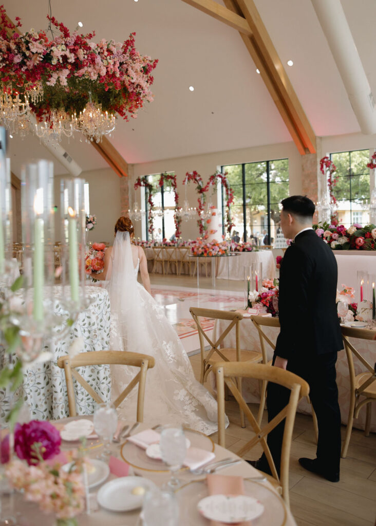 Pink designed wedding reception space in The Bower Venue
