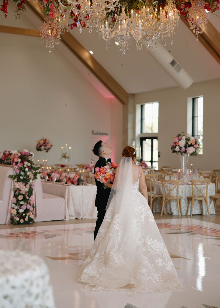 Pink designed wedding reception space in The Bower Venue