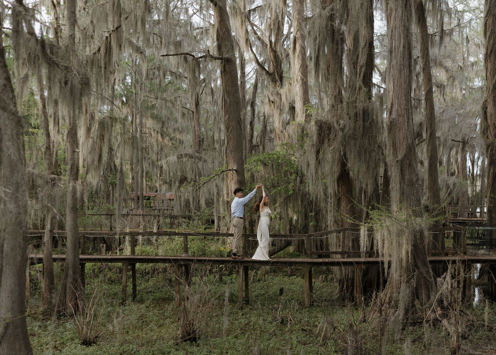 Moody engagement photos at Caddo Lake in Texas