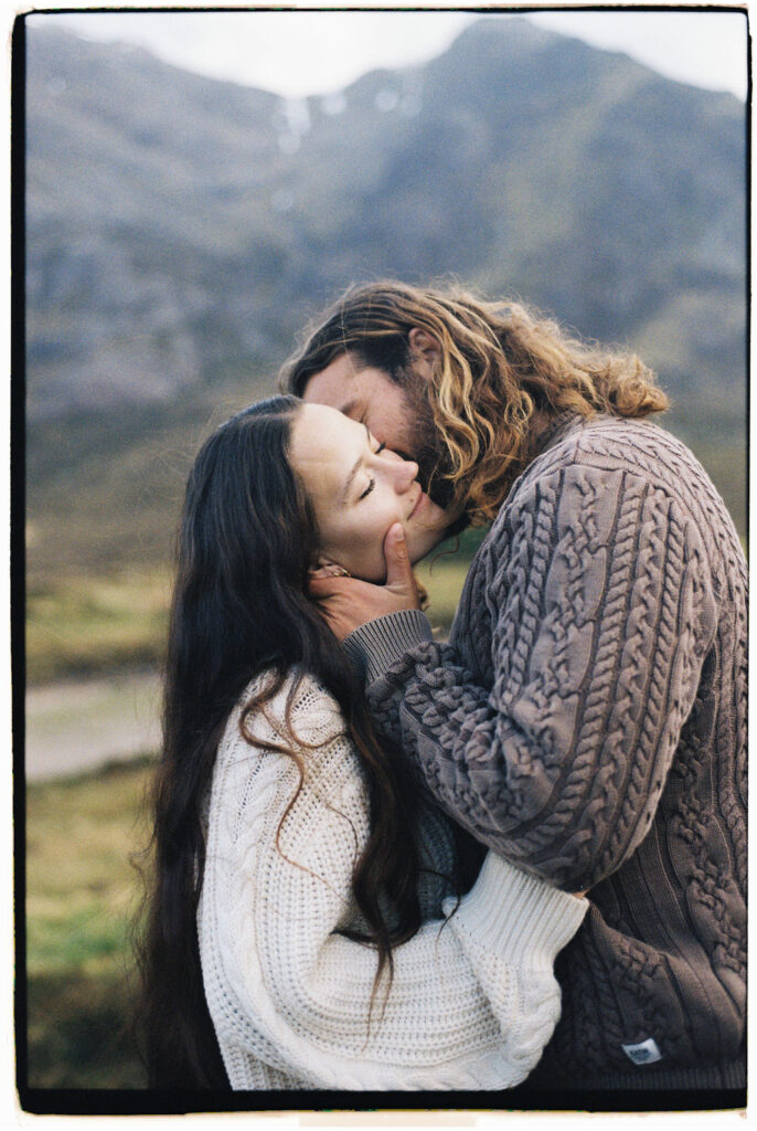 Romantic couples photography on 35mm film in Scotland